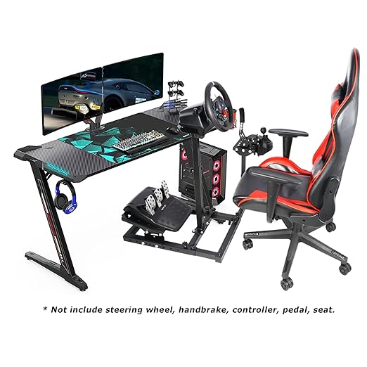 Anman Ultra-Stable Racing Wheel Stand fit for Logitech/Thrustmaster/Fanatec G29 G920 G923 G27 T150 T248 T300RS TMX,Driving Simulator Cockpit Gravity Upgrade,Steering Wheel Pedal Seat Not Included