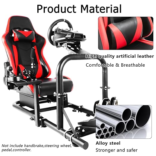 Anman Stability Racing Simulator Cockpit with Seat fit for Logitech I Thrustmaster I PXN I Fanatec g25,g27,g923,g29,T248,T300RS I Ergonomically Sim Steering Wheel Stand I Without Wheel Shifter Pedals