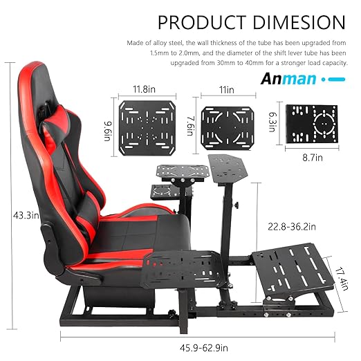 Anman Adjustable Flight Sim Simulator Cockpit Seat Fits for Logitech/Thrustmaster G923,G29,G920,G PRO,T150,T248,T300,Not Included Wheel,Pedal,Throttle,Joystick