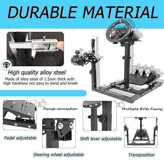 Anman Ultra-Stable Racing Wheel Stand fit for Logitech/Thrustmaster/Fanatec G29 G920 G923 G27 T150 T248 T300RS TMX,Driving Simulator Cockpit Gravity Upgrade,Steering Wheel Pedal Seat Not Included
