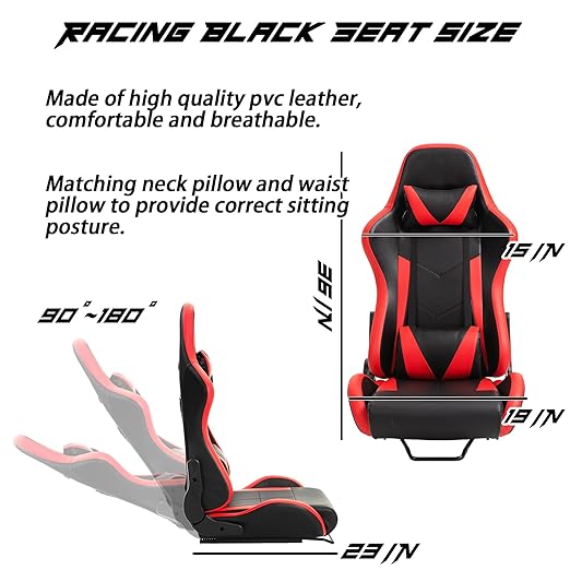 Anman Rock-Firm Game Driving Sim Simulator Cockpit with Esports Red Seat Racing Wheel Frame Monitor TV Stand Fits for All Logitech,Thrustmaster T300RS TX T248X, Fanatec, Without Wheel Shifter Pedals