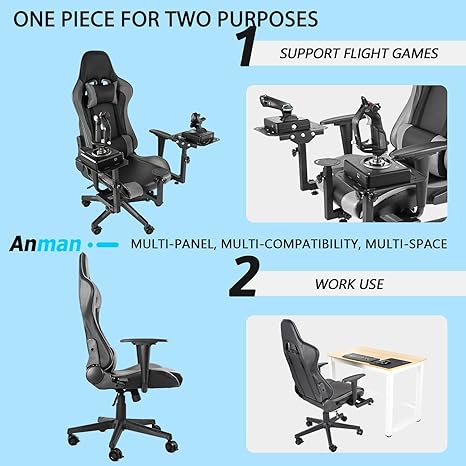 Anman Flight Simulator Cockpit with Racing Seat Fit for A10C Metal Warthog Gear, Logitech G29/G923/G920, THRUSTMASTER T248 Detachable Flight Simulation Stand