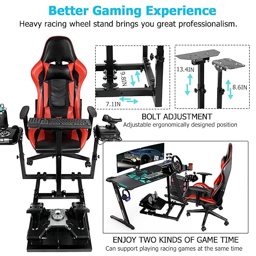Anman Pro Flight Sim Stand Racing Wheel Frame Dual-Purpose Fit for Logitech Shifter Joystick Pedals,Thrustmaster HOTAS Warthog, Only Include Flight Joystick Stand and Three Sizes Shift Lever Panels