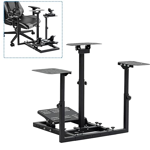 Anman Pro Flight Sim Stand Racing Wheel Frame Dual-Purpose Fit for Logitech Shifter Joystick Pedals,Thrustmaster HOTAS Warthog, Only Include Flight Joystick Stand and Three Sizes Shift Lever Panels
