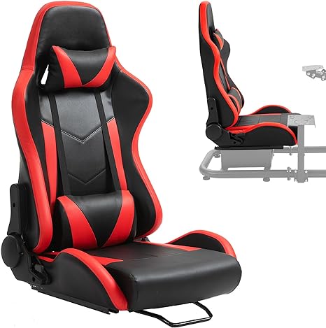 Anman PVC Racing Simulator Game seat with Neck Pillow and Lumbar Includes Standard seat Double Lock Sliding Module
