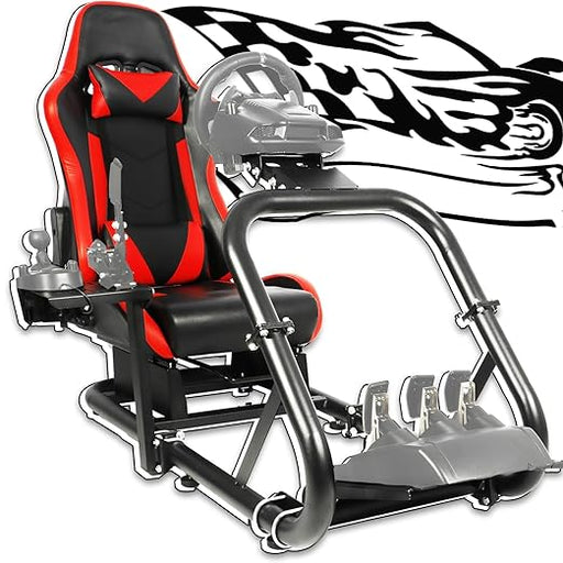 Anman Stable Racing Simulator Cockpit with Esports Red Seat, Fit for Logitech Thrustmaster FANTEC G29 G920 G923 TMX T248P T300RS V12,Professional Driving Game Stand