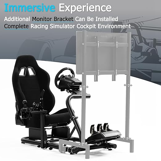 Anman Inspired Racing Wheel Stand with Black Seat fit for Logitech Fanatec Thrustmaster T80,T150,T248,T300,G920,G923,G25,G27 Comfortable Driving Simulator Cockpit Not Included Wheel Shifter Pedals