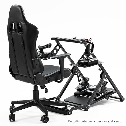 Anman Foldable Flight Simulation Cockpit 3.0 with Fixed Slot Fit for Logitech,Thrustmaster HOTAS Warthog,Fanatec,Electronics Adjustable Fight Sim Mount Pedals, Steering Wheel Not Included