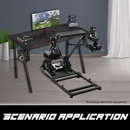 Anman Foldable Flight Sim Stand Fits for Logitech Thrustmaster G29,G920,G923,X52,G PRO,T16000,T248x,T80,T300,Double Gearshift Lever Racing Wheel Stand Adjustable Racing Cockpit, Without Electronics