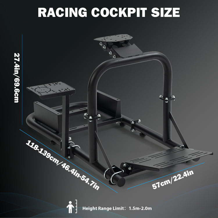 Anman Racing Driving Simulator Stand φ50mm Large Round Tube Driving Gaming Cockpit Adjustable Fits for Logitech G25 G27 G29 /for Thrustmaster T300RS TX/for Fanatec NOT Include Wheel Shifter Pedals Seat
