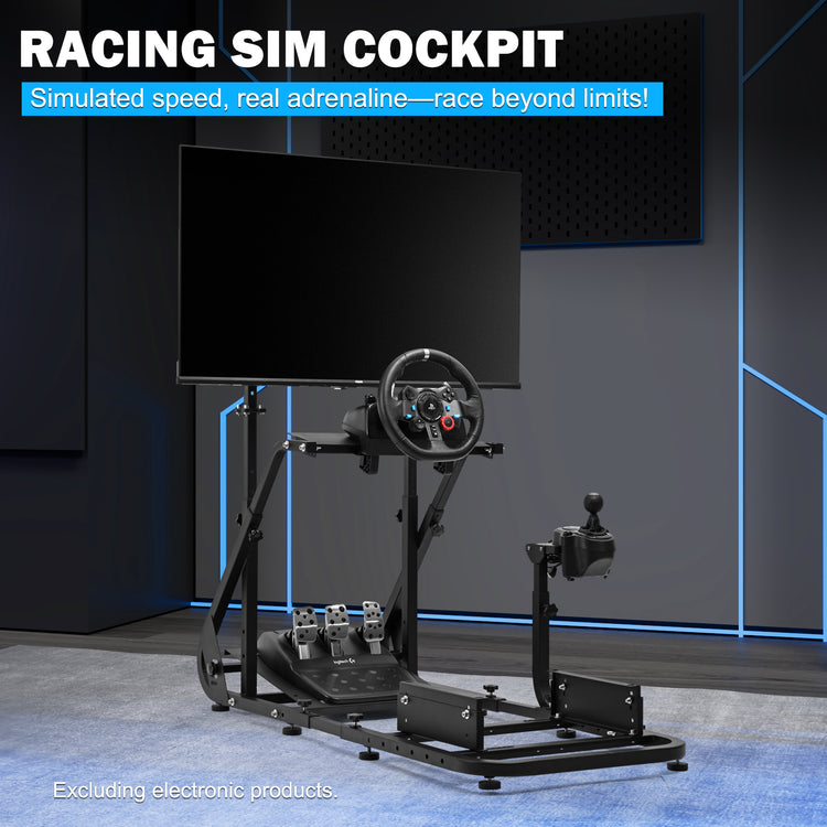 Anman Racing Simulator Cockpit With Monitor Stand, Fit for Logitech G27 G29 G920/for PXN/for Thrustmaster T500RS T300RS, Adjustable Driving Simulator, Not Include Steering Wheel, Pedals, Handbrake, Seat and Monitor