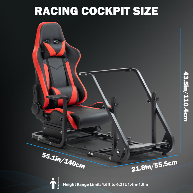 Anman Racing Simulator Cockpit With Red Ergonomic Seat, Mountable Monitor Stand, Fit for  Logitech G27 G29 G920/Fanatec/Thrustmaster T500RS T300RS, Adjustable Driving Simulator, Not Include Steering Wheel, Pedals, Handbrake and Monitor