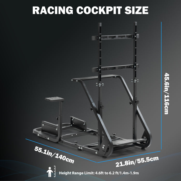 Anman Racing Simulator Cockpit With Monitor Stand, Fit for Logitech G27 G29 G920/for PXN/for Thrustmaster T500RS T300RS, Adjustable Driving Simulator, Not Include Steering Wheel, Pedals, Handbrake, Seat and Monitor