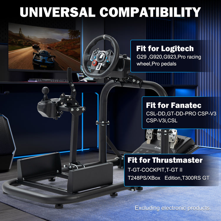 Anman Racing Driving Simulator Stand φ50mm Large Round Tube Driving Gaming Cockpit Adjustable Fits for Logitech G25 G27 G29 /for Thrustmaster T300RS TX/for Fanatec NOT Include Wheel Shifter Pedals Seat