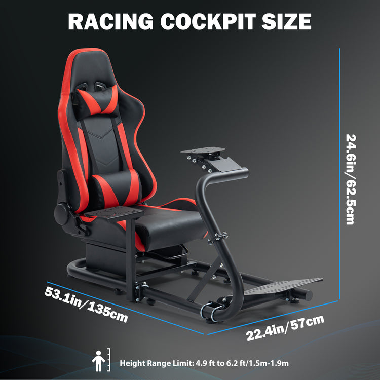 Anman Sim Simulator Cockpit With Red Seat fit for Thrustmaster Logitech G29,G920,G920,T300rs,T150,T248 Round Tube Freedom Upgrade. Wheel ,Shifter ,Pedals NOT Included