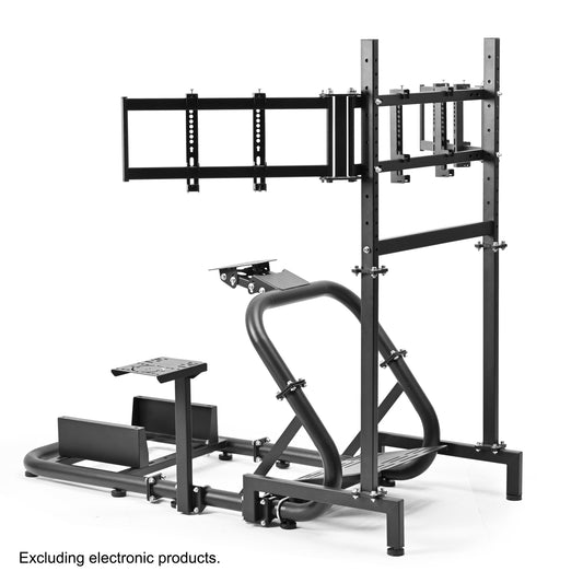 Anman Pro Adjustable Driving Racing Simulator Cockpit with Triple Monitor Stand, Fit for Logitech G29 G920 G923/Thrustmaster T300RS/Moza R3 R5, Wheel, Pedals, Seat and Monitor Not Included