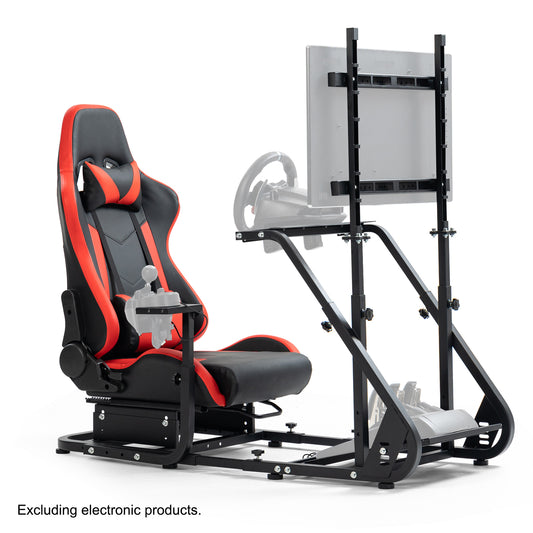 Anman Racing Simulator Cockpit With Red Ergonomic Seat and Monitor Stand, Fit for Logitech G27 G29 G920/for PXN/for Thrustmaster T500RS T300RS, Adjustable Driving Simulator, Not Include Steering Wheel, Pedals, Handbrake, and Monitor