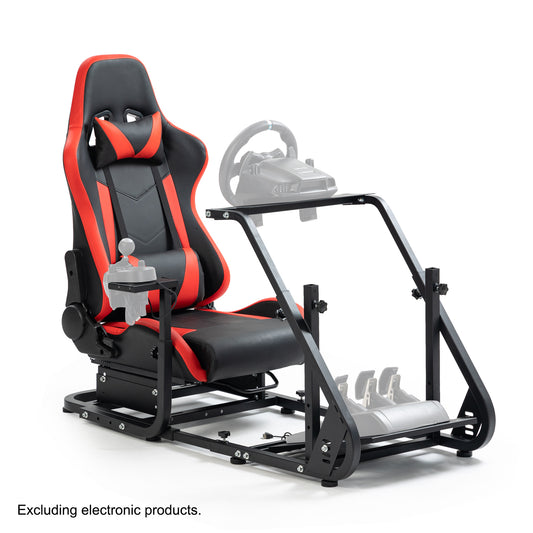 Anman Racing Simulator Cockpit With Red Ergonomic Seat, Mountable Monitor Stand, Fit for  Logitech G27 G29 G920/Fanatec/Thrustmaster T500RS T300RS, Adjustable Driving Simulator, Not Include Steering Wheel, Pedals, Handbrake and Monitor