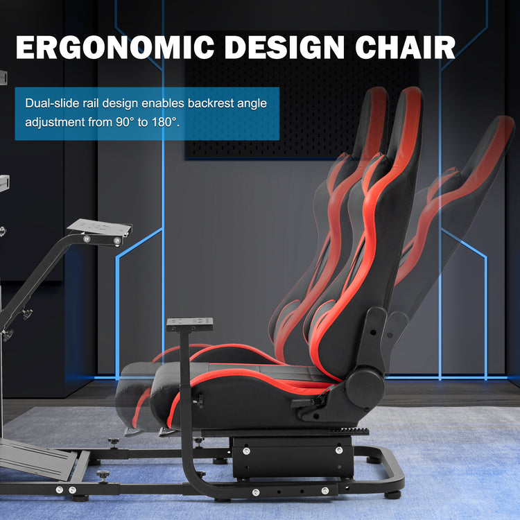 Anman Racing Simulator Cockpit With Red Ergonomic Seat and Monitor Stand, Fit for Logitech G27 G29 G920/for PXN/for Thrustmaster T500RS T300RS, Adjustable Driving Simulator, Not Include Steering Wheel, Pedals, Handbrake, and Monitor