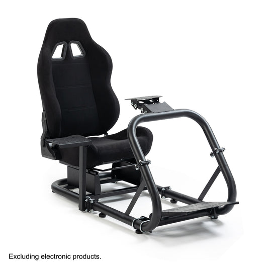 Anman Pro Adjustable Driving Racing Simulator Cockpit with Black Seat, Fit for Logitech G29 G920 G923/Thrustmaster T300RS/Moza R3 R5, Wheel, Pedals and Monitor Mount Not Included