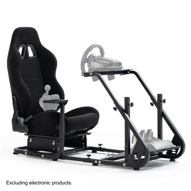 Anman Racing Simulator Cockpit With Black Racing Seat, Mountable Monitor Stand, Fit for Logitech G27 G29 G920/Fanatec/Thrustmaster T500RS T300RS, Adjustable Driving Simulator, Not Include Steering Wheel, Pedals, Handbrake and Monitor