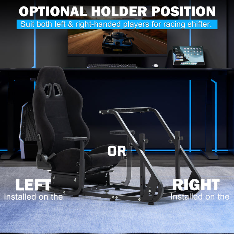 Anman Racing Simulator Cockpit With Black Racing Seat, Mountable Monitor Stand, Fit for Logitech G27 G29 G920/Fanatec/Thrustmaster T500RS T300RS, Adjustable Driving Simulator, Not Include Steering Wheel, Pedals, Handbrake and Monitor