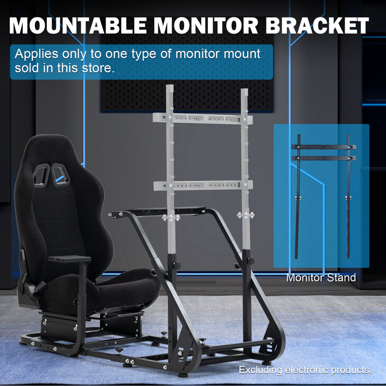 Anman Racing Simulator Cockpit With Black Racing Seat, Mountable Monitor Stand, Fit for Logitech G27 G29 G920/Fanatec/Thrustmaster T500RS T300RS, Adjustable Driving Simulator, Not Include Steering Wheel, Pedals, Handbrake and Monitor