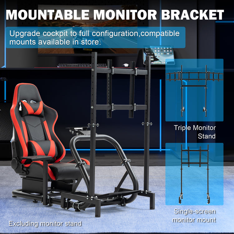 Anman Pro Adjustable Driving Racing Simulator Cockpit with Ergonomic Red Seat, Fit for Logitech G29 G920 G923/Thrustmaster T300RS/Moza R3 R5, Wheel, Pedals and Monitor Mount Not Included