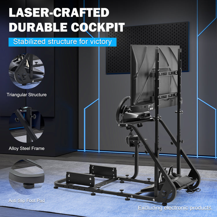 Anman Racing Simulator Cockpit With Monitor Stand, Fit for Logitech G27 G29 G920/for PXN/for Thrustmaster T500RS T300RS, Adjustable Driving Simulator, Not Include Steering Wheel, Pedals, Handbrake, Seat and Monitor