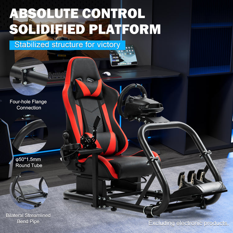 Anman Pro Adjustable Driving Racing Simulator Cockpit with Ergonomic Red Seat, Fit for Logitech G29 G920 G923/Thrustmaster T300RS/Moza R3 R5, Wheel, Pedals and Monitor Mount Not Included