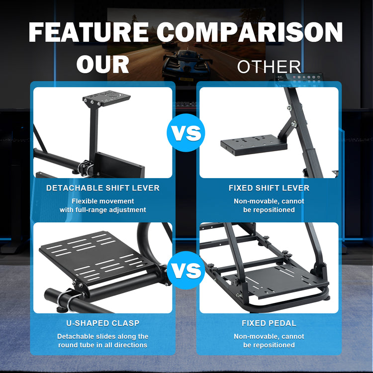 Anman Steering Wheel Stand fits for Logitech/Thrustmaster g25 g27 g923 T248x T-GT T300RS TX, φ50mm Round Tube Freedom Upgrade Racing Simulator Cockpit Steering Wheel Pedal Seat Not Included