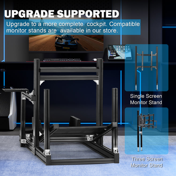Anman Sim Racing Cockpit 8040 Aluminium Profile Racing Stand, Fit for Using Direct Drive Steering Wheel GPRO CSLDD T818 Driving Simulator Cockpit Not Include Steering Wheel,Pedals,Handbrake