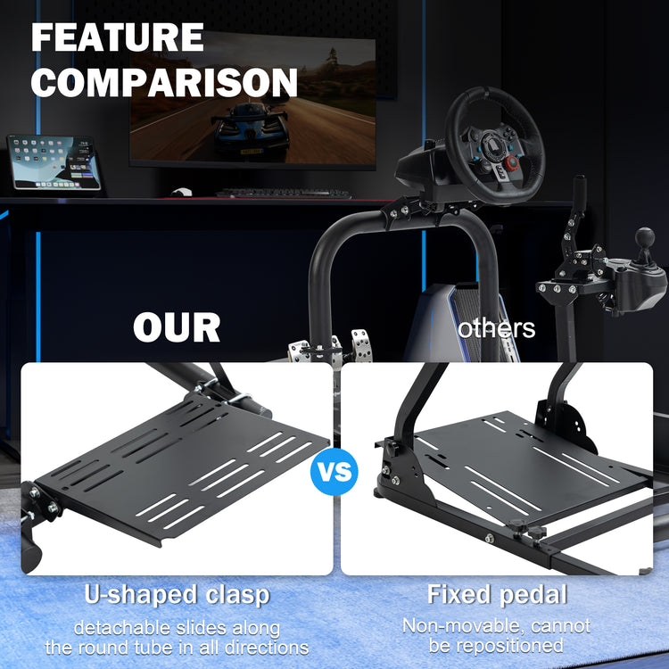 Anman Racing Driving Simulator Stand φ50mm Large Round Tube Driving Gaming Cockpit Adjustable Fits for Logitech G25 G27 G29 /for Thrustmaster T300RS TX/for Fanatec NOT Include Wheel Shifter Pedals Seat