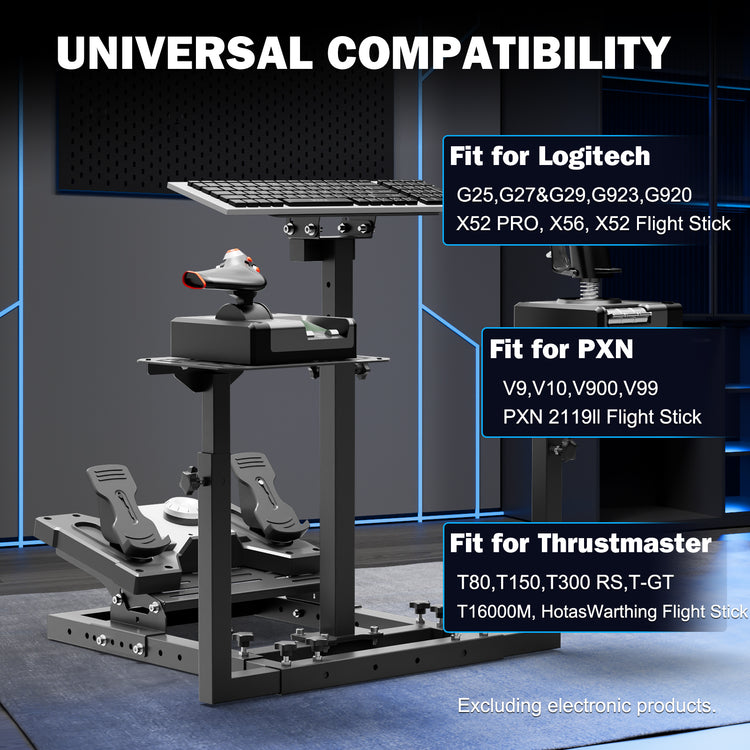 Anman Pro Flight Sim Stand Racing Wheel Frame Dual-Purpose Fit for Logitech Shifter Joystick Pedals,For Thrustmaster HOTAS Warthog, Only Include Flight Joystick Stand and Three Sizes Shift Lever Panels