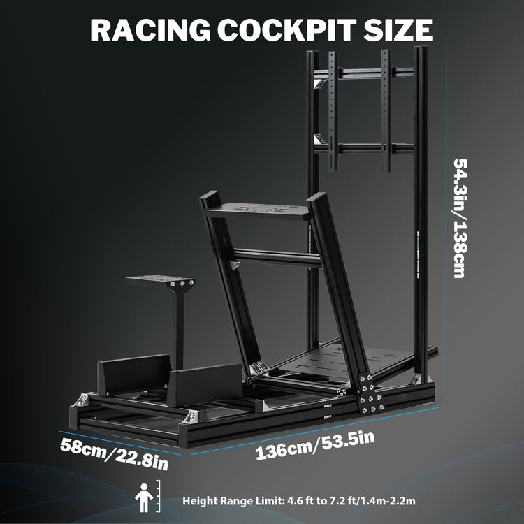 Anman 8040 Aluminum Profile Racing Sim Cockpit with Monitor Mount,F1 Trunk Simulator,Fit for Moza/Logitech/Fanatec/Thrustmaster,Professional-Grade,No TV,Seat,Steering Wheel,Handbrake,Pedals