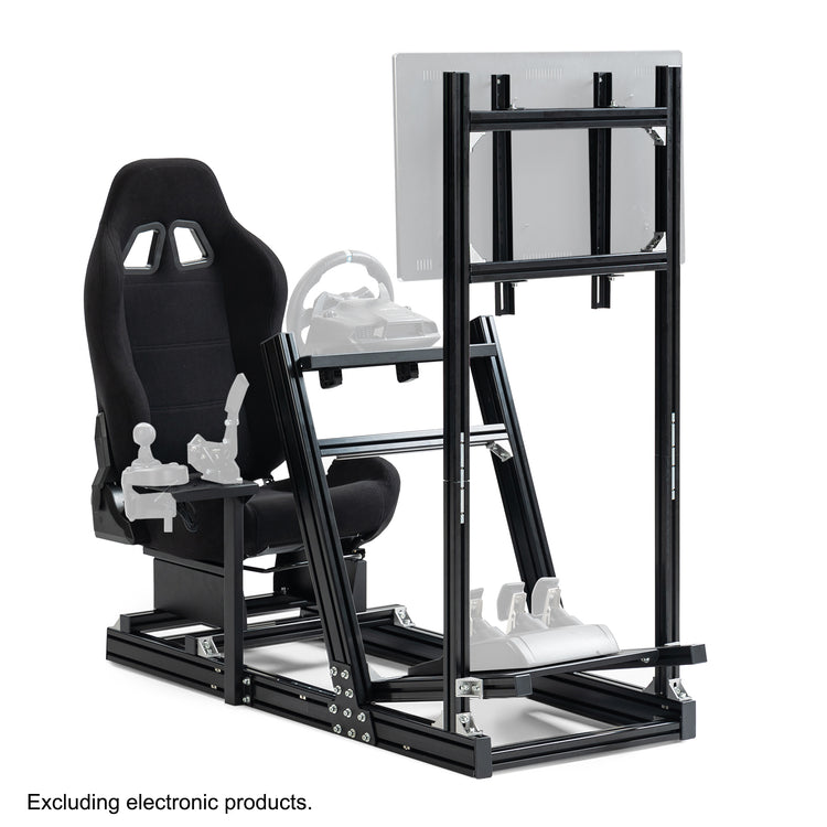 Anman 8040 Aluminum Profile Racing Sim Cockpit with Black Seat Monitor Mount,F1 Trunk Simulator,Fit for Moza/Logitech/Fanatec/Thrustmaster,Professional-Grade,No TV,Steering Wheel,Handbrake,Pedals