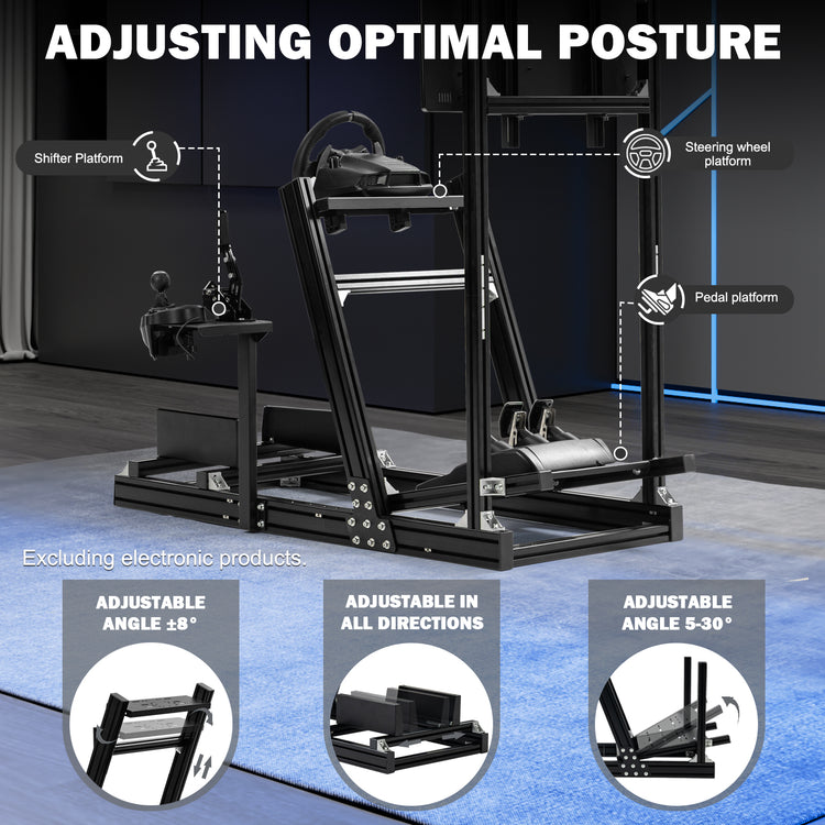 Anman 8040 Aluminum Profile Racing Sim Cockpit with Monitor Mount,F1 Trunk Simulator,Fit for Moza/Logitech/Fanatec/Thrustmaster,Professional-Grade,No TV,Seat,Steering Wheel,Handbrake,Pedals