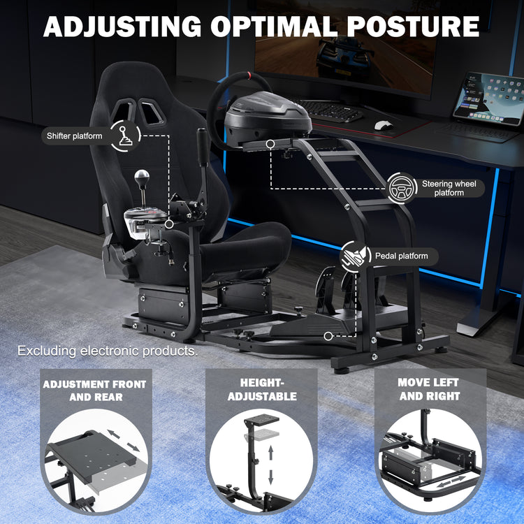 Anman Stand-up Racing Simulator Cockpit with Gaming Seat FIt for Logitech G29 G920 G923,for Thrustmaster T-GT II T80 T150,for PXN V9 V10 V99,Standing Sim Driving Cockpit,Not Include Wheel Shifter Pedal TV Stand