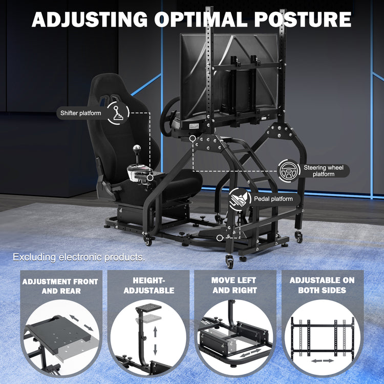 Anman Stand-up Racing Simulator Cockpit with Gaming Seat Monitor Mount FIt for Logitech G29 G920 G923,for Thrustmaster T-GT II T80 T150,for PXN V9 V10 V99,Standing Sim Driving Cockpit,Not Include Wheel Shifter Pedal TV