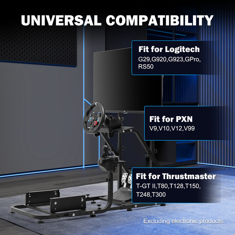 Anman Racing Simulator Cockpit With Monitor Stand, Fit for Logitech G27 G29 G920/for PXN/for Thrustmaster T500RS T300RS, Adjustable Driving Simulator, Not Include Steering Wheel, Pedals, Handbrake, Seat and Monitor