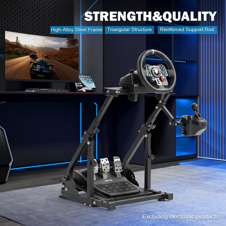 Anman Foldable Racing Wheel Stand Fit for Logitech G27 G29 G920 G923,for Thrustmaster T150 T24 T300 TMX,Upgrade Steering Shifter Pedals Mount,Wheel Shifter Pedals Not Included