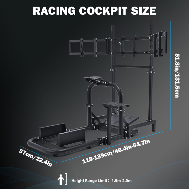 Anman Racing Simulator Cockpit Vertical Bracket with Triple Monitor Stand Fit for Logitech G29 G920 G923/for  Thrustmaster T300RS CSL-DD/for  Fanatec , No Steering Wheel, Pedal or Shifter