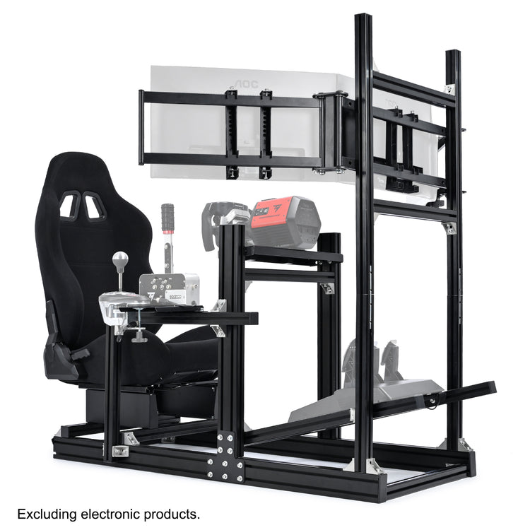 Anman Sim Racing Cockpit 8040 Aluminium Profile Racing Stand with Triple Monitor Stand, Fit for Using Direct Drive Steering Wheel GPRO CSLDD T818 Driving Simulator Cockpit with Black Seat Not Include Steering Wheel,Pedals,Handbrake