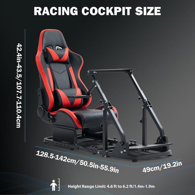Anman Racing Simulator Cockpit with Red Seat, Compatible with Logitech G27 G29 G920 G923,For Thrustmaster T300RS,For Fanatec,Does Not Include Steering Wheel, Pedals, or Handbrake