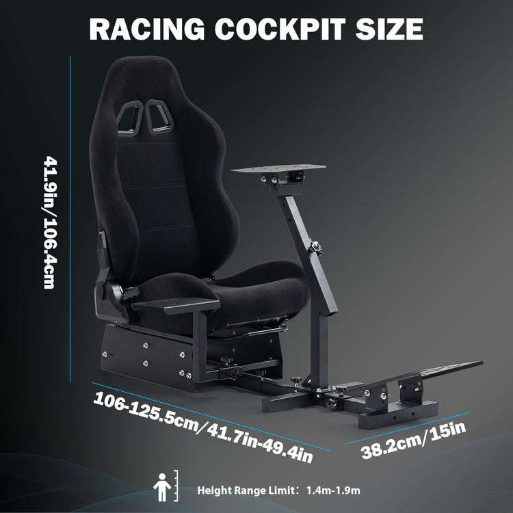 Anman Racing Simulator Cockpit With Black Seat Fit for Logitech G25 G27 G920 G29, Thrustmaster Tx 458, T500 RS,PC, PS4,Adjustable Racing Simulator Mount, Wheel ,Shifter ,Pedals NOT Included