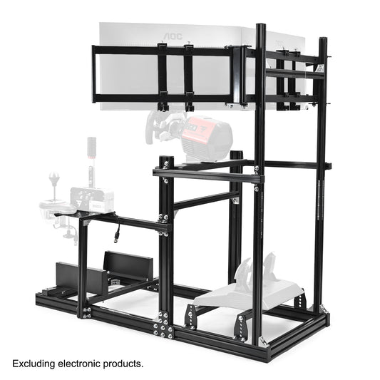 Amman 3060 Aluminum Profile Racing Simulator Cockpit with Triple Monitor Mount, Compatible with Logitech/Thrustmaster/Fanatec Series,Steering Wheel, Pedals, Handbrake, and Monitors Require Separate Purchase