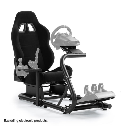Anman Inspired Racing Wheel Stand with Black Seat fit for Thrustmaster T80,T150,T248,T300,Logitech G920,G923,G25,G27 Comfortable Driving Simulator Cockpit Not Included Wheel Shifter Pedals