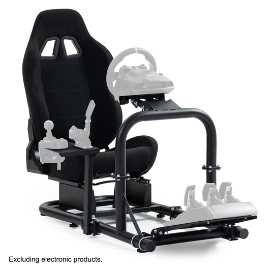 Anman Racing Simulator Cockpit Frame with Black Seat Fits for Logitech G29 G920/Thrustmaster/Fanatec,Adjustable Gaming Wheel Stand,Not Included Wheel, Pedal,Handbrake
