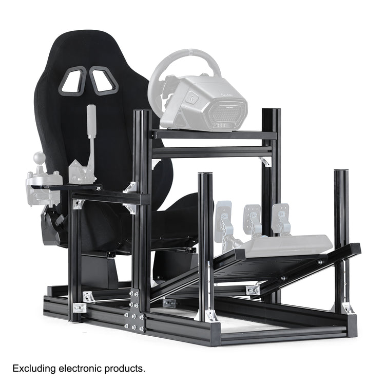 Anman Sim Racing Cockpit 8040 Aluminium Profile Racing Stand, Fit for Using Direct Drive Steering Wheel GPRO CSLDD T818 Driving Simulator Cockpit with Black Seat Not Include Steering Wheel,Pedals,Handbrake