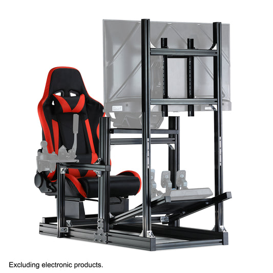 Anman Sim Racing Cockpit 8040 Aluminium Profile Racing Stand with Monitor Stand, Fit for Using Direct Drive Steering Wheel GPRO CSLDD T818 Driving Simulator Cockpit with Red Seat Not Include Steering Wheel,Pedals,Handbrake